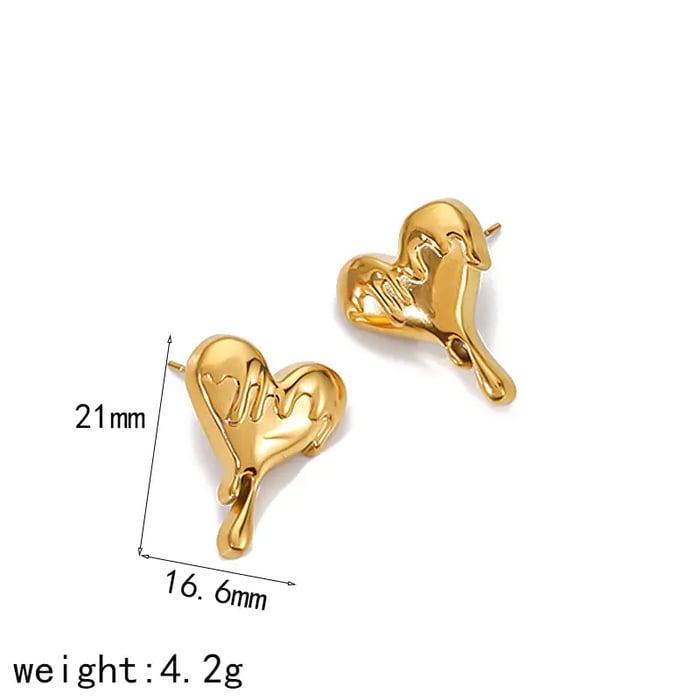 1 Pair Simple Classic Style Heart Shape Stainless Steel  Gold Color Women's Stud Earrings Picture3